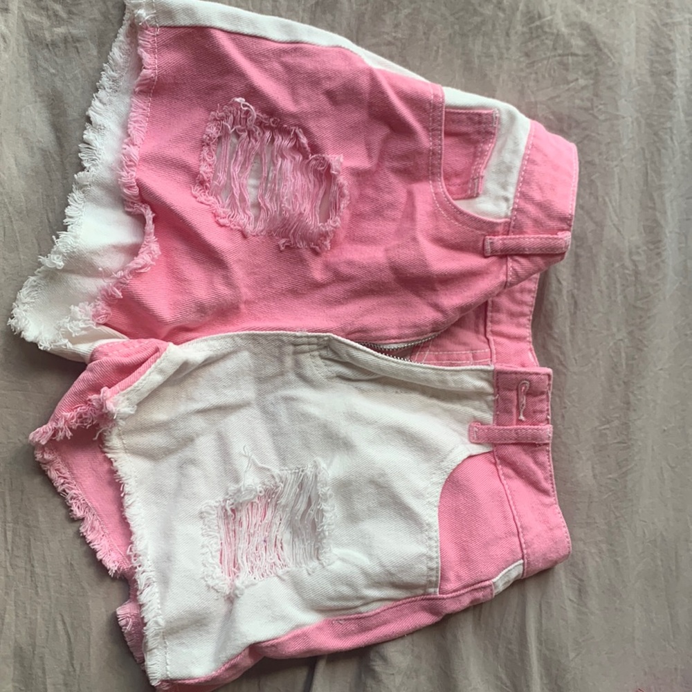 Pink and white shorts